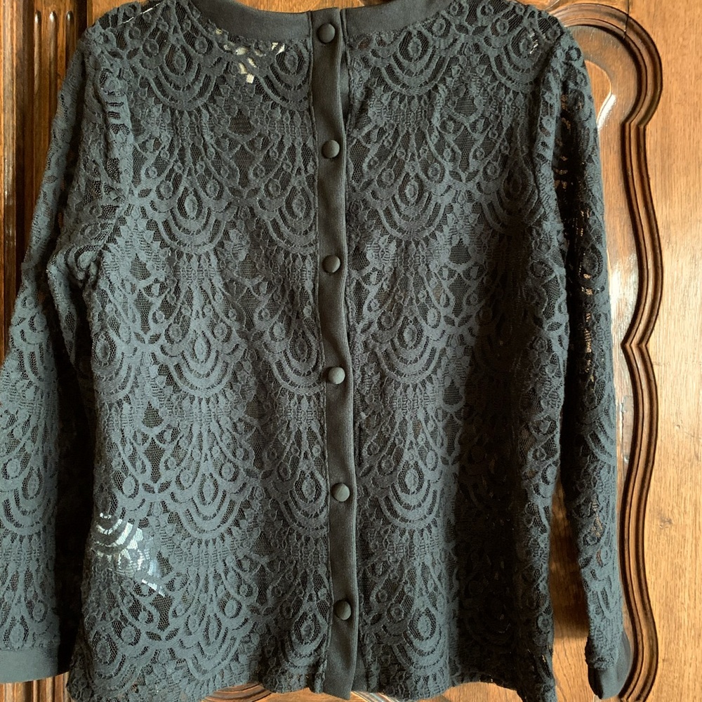 Black velvet lace blouse